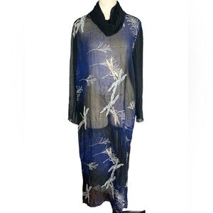 90’s Harari silk long sleeve dragonfly, print dress
